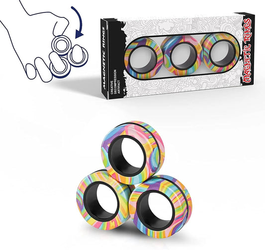 3pcs Finger Magnetic Colorful Rings - Dopamine Distractions