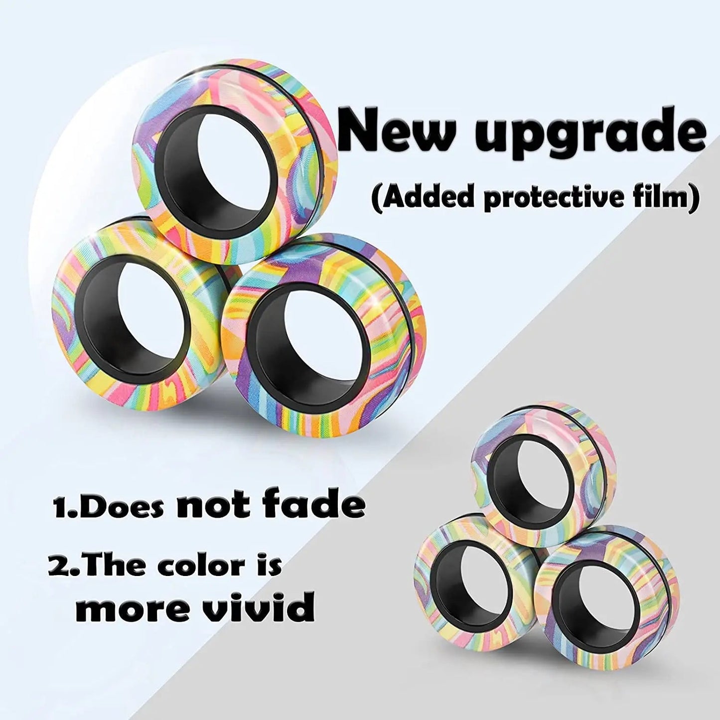 3pcs Finger Magnetic Colorful Rings - Dopamine Distractions